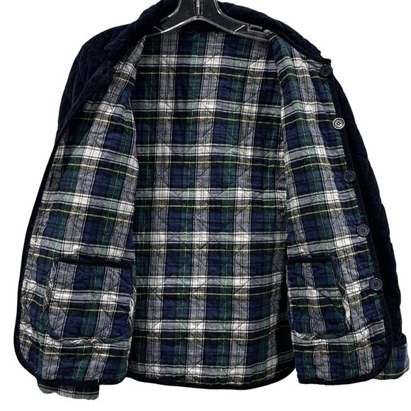 Quilted Corduroy Jacket Womens Small Blue Plaid Preppy Gorpcore Fall Reversible - Picture 5 of 8